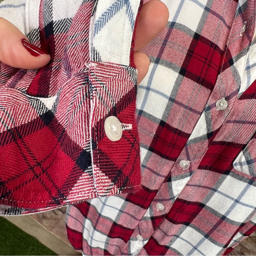 RAILS Classic Plaid Button Front Flannel Shirt in Red, White, and Blue, XS - Picture 8 of 14